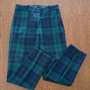 J. Crew Women's Green and Navy Plaid Chinos